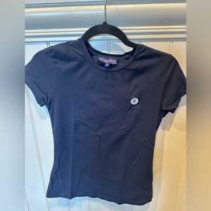 PAUL PARKER Ladies Woman’s Size Small Short Sleeve Navy Tee Shirt White …